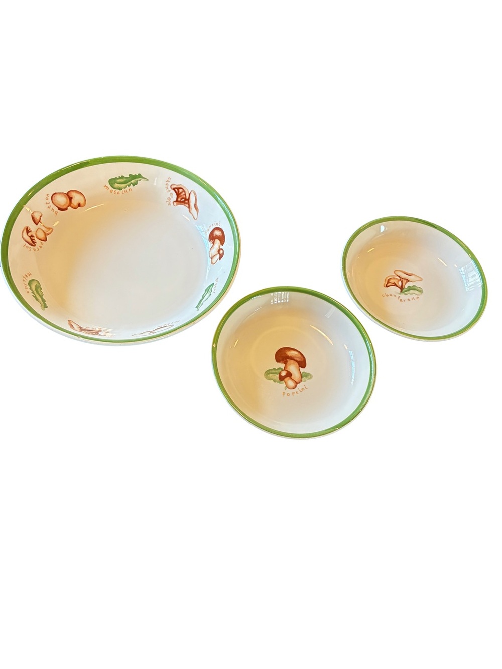 Pottery Barn Mushroom Nesting Bowls Made In Italy Botanical Cottagecore Set
